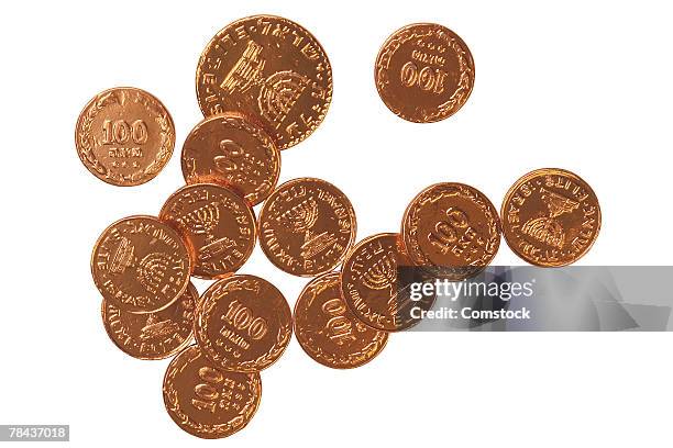 chocolate gelt - geld stock pictures, royalty-free photos & images