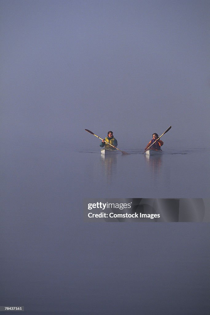 People sea-kayaking