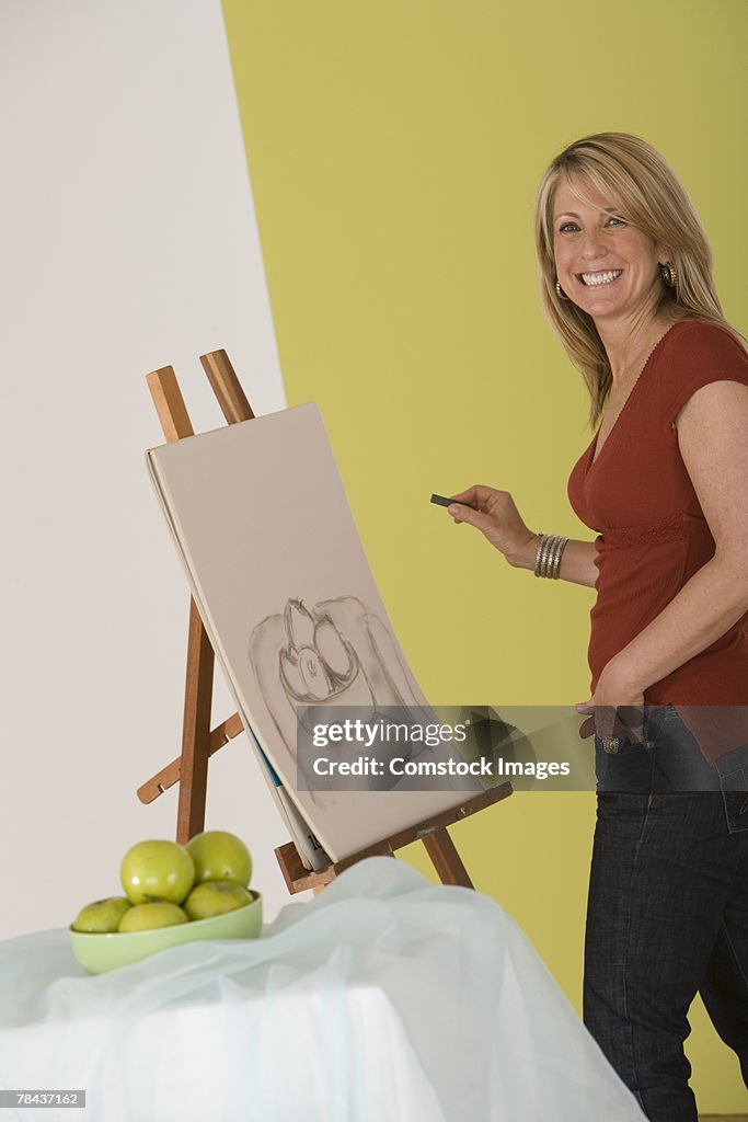 Woman drawing a picture