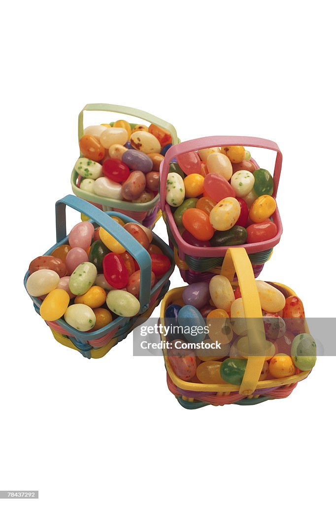 Baskets filled with jelly beans
