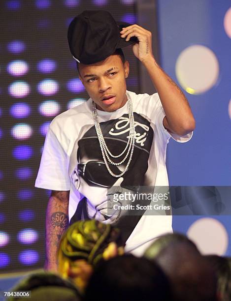 Rapper Bow Wow performs during a taping of BET's 106 & Park at the BET Studios on December 12, 2007 in New York City.