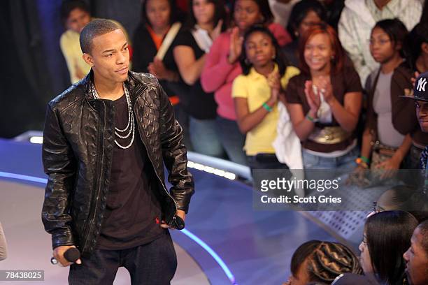 Rapper Bow Wow attends a taping of BET's 106 & Park at the BET Studios on December 12, 2007 in New York City.
