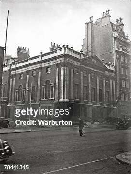 Brooks' gentlemans club on St James Street, London, 10th November 1948. The club moved to this building, designed by architect Henry Holland, in 1778.