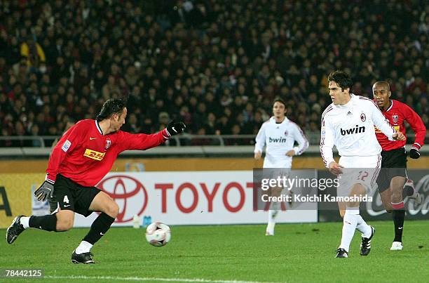 Kaka of AC Milan passes the ball during the FIFA Club World Cup semi final match between Urawa Red Diamonds and AC Milan at the International Stadium...