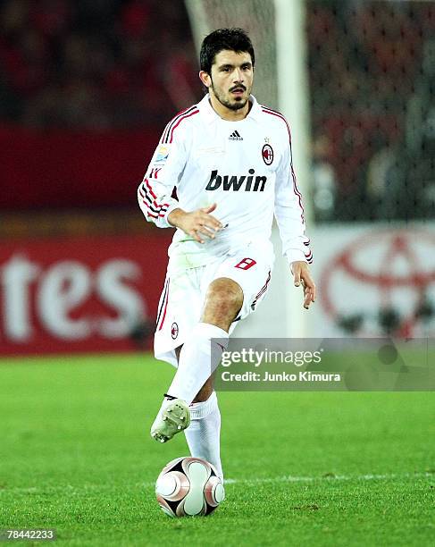 Gennaro Gattuso of AC Milan controls the ball during the FIFA Club World Cup semi final match between Urawa Red Diamonds and AC Milan at the...