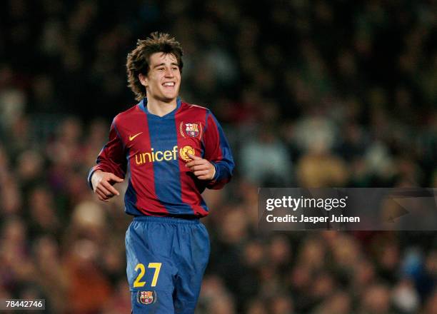 Bojan Krkic of Barcelona during the UEFA Champions League Group E match between Barcelona and Lyon at the Camp Nou stadium on December 12, 2007 in...