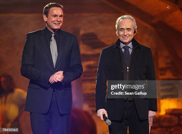 Television presenter Axel Bulthaupt and tenor Jose Carreras host the final dress rehearsal to the 2007 Jose Carreras Gala December 13, 2007 in...