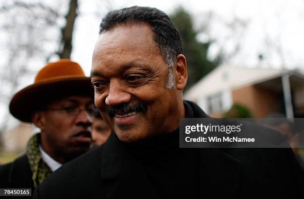 Jesse Jackson, founder of the Rainbow PUSH Coalition, holds a news conference to discuss "the disparity of home foreclosures" December 13, 2007 in...