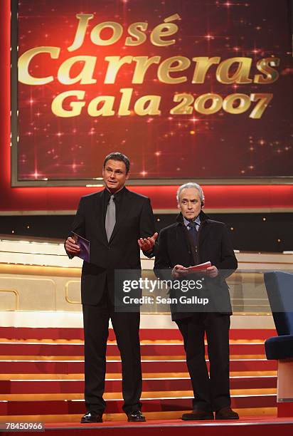 Television presenter Axel Bulthaupt and tenor Jose Carreras host the final dress rehearsal to the 2007 Jose Carreras Gala December 13, 2007 in...