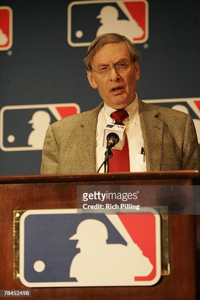 Major League Baseball Commissioner Allan H. "Bud" Selig speaks at a press conference called in response to former Senator George Mitchell's report on...