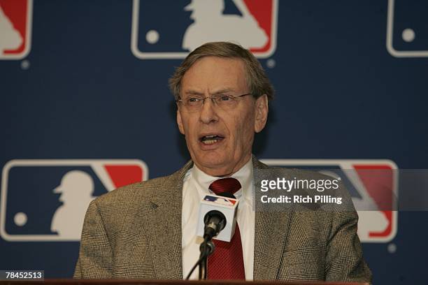 Major League Baseball Commissioner Allan H. "Bud" Selig speaks at a press conference called in response to former Senator George Mitchell's report on...
