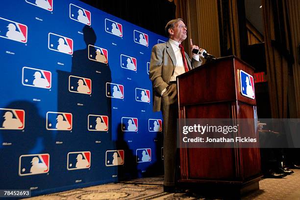 Major League Baseball Commissioner Bud Selig speaks at a news conference after the release today of the Mitchell Report on steroid use in baseball...