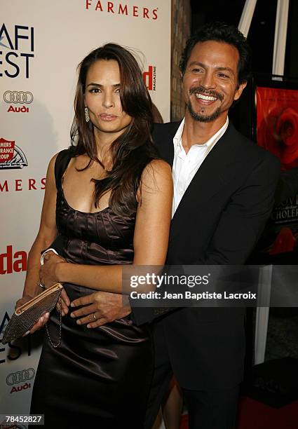 Talisa Soto and husband Benjamin Bratt arrives at the AFI FEST 2007 presented by Audi closing night gala screening of 'Love In The Time Of Cholera'...