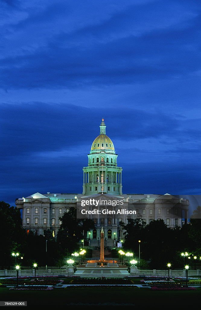 USA, Colorado, Denver, State Capitol building at dusk