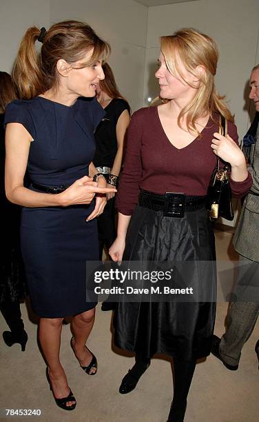 Socialite Jemima Khan and Kate Reardon attend the launch party of the Faith Bracelet designed by Jemima Khan and created by Boodles, at Boodles Bond...