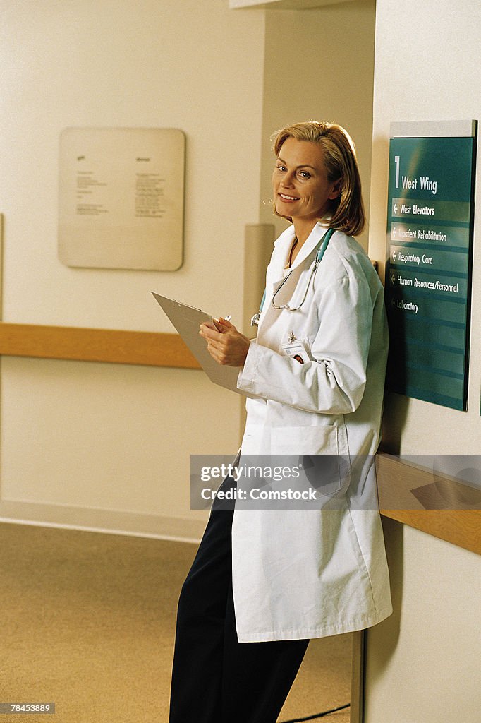 Doctor standing in hospital hallway