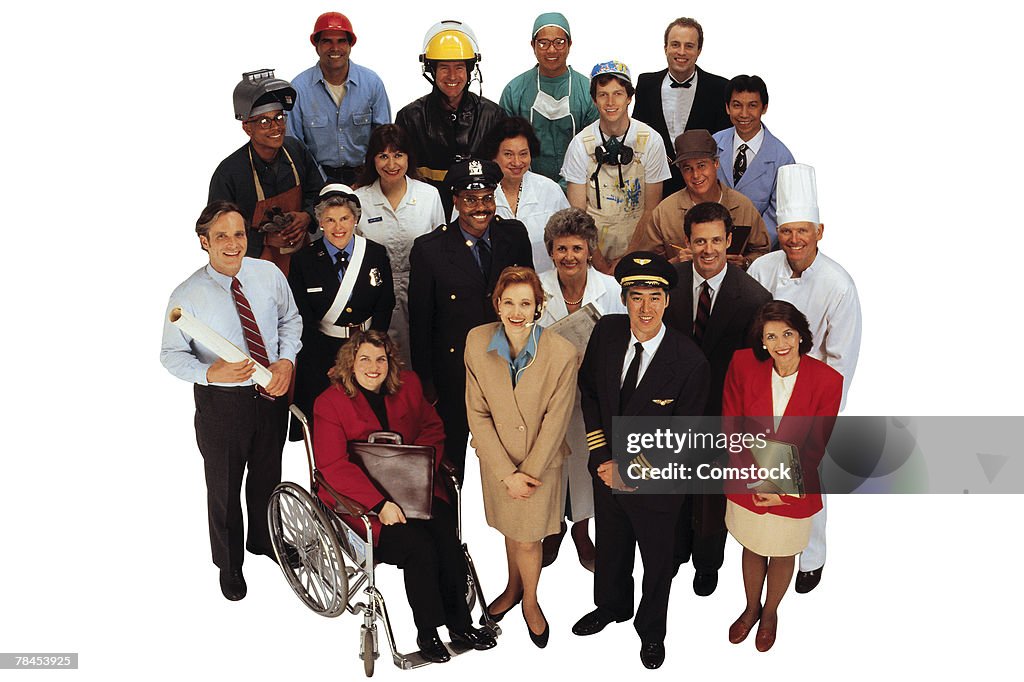 Large group of professionals represent the workforce