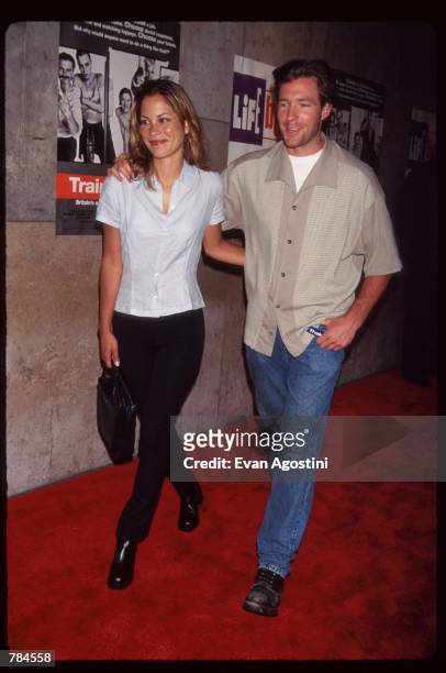 Actors Maxine Bahns and Ed Burns attend the premiere of "Trainspotting" July 15, 1996 in New York City. This British film received a 1997 Academy...