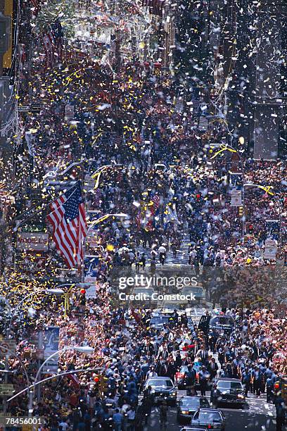 ticker tape parade - operation welcome home stock pictures, royalty-free photos & images