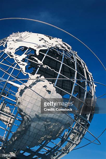 world globe in metal in queens, new york - unisphere stock pictures, royalty-free photos & images