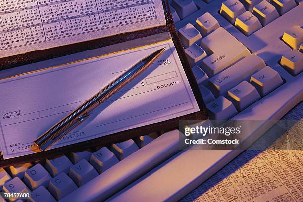 Bank Check Notebook Bank Book Top View Photos and Premium High Res Pictures - Getty Images