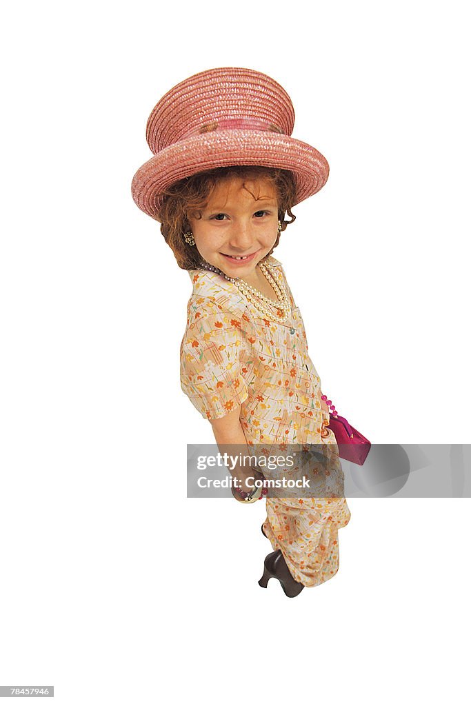 Girl playing dress-up