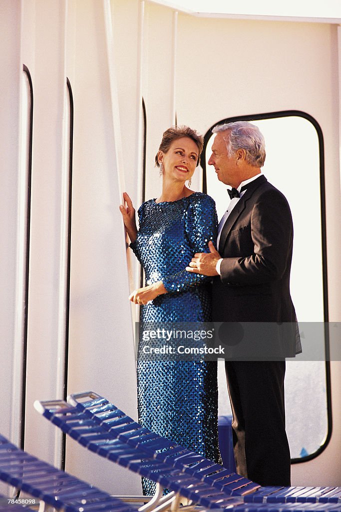 Elegant mature couple on cruise ship