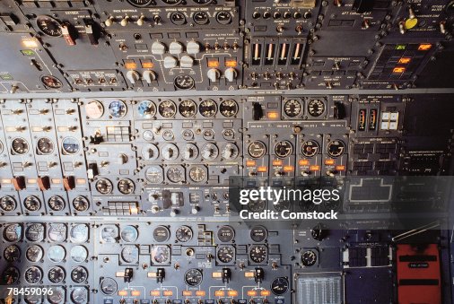 Airplane cockpit control panel Airplane cockpit control panel