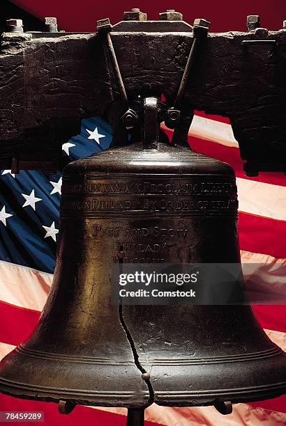 liberty bell with american flag - liberty bell flag stock pictures, royalty-free photos & images