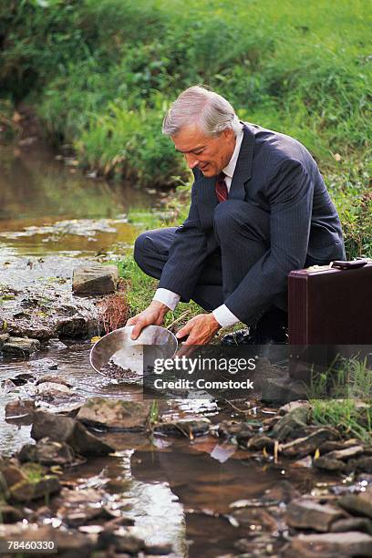 businessman panning for gold - panorering bildbanksfoton och bilder