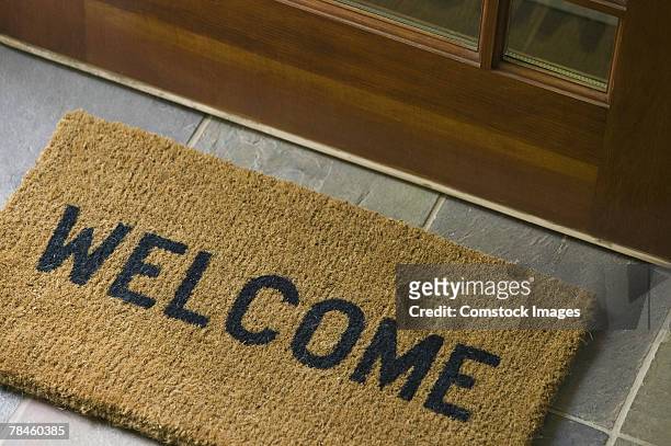 welcome mat - doormat stock pictures, royalty-free photos & images