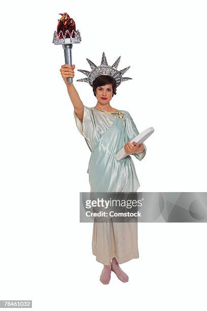 woman dressed as statue of liberty - 民族衣装 ストックフォトと画像