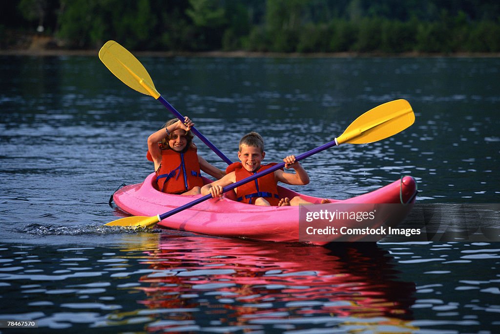 Children kayaking
