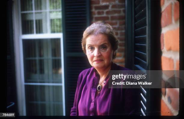 Research Professor of International Affairs at Georgetown University's School of Foreign Service Madeleine Albright stands June 21, 1988 in...