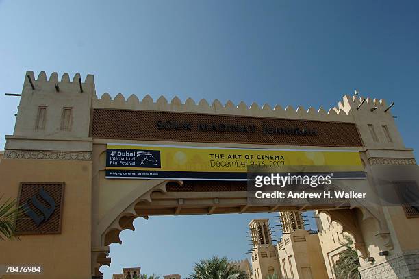 Atmosphere during day six of the 4th Dubai International Film Festival, at the entrance to the Souk Madinat Jumeirah on December 14, 2007 in...