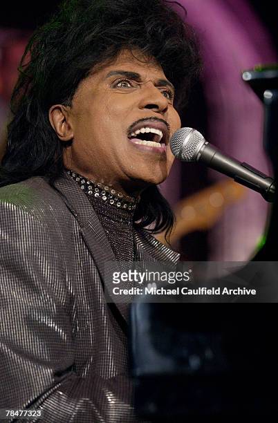 Little Richard with the SuperGroup performs on stage at the taping of the ?American Bandstand?s 50th ? A Celebration!", to air on ABC TV on May 3,...