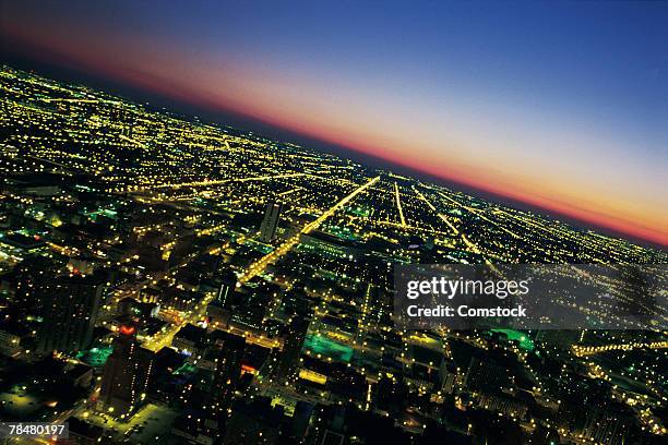 outskirts of chicago , illinois , usa at night - light pollution stock pictures, royalty-free photos & images