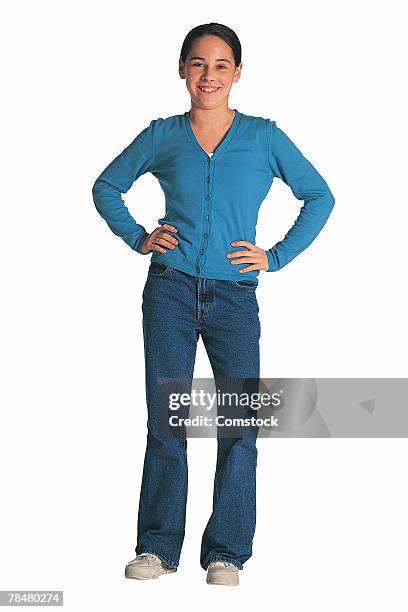 girl with hands on hips - endast-tonårsflickor bildbanksfoton och bilder