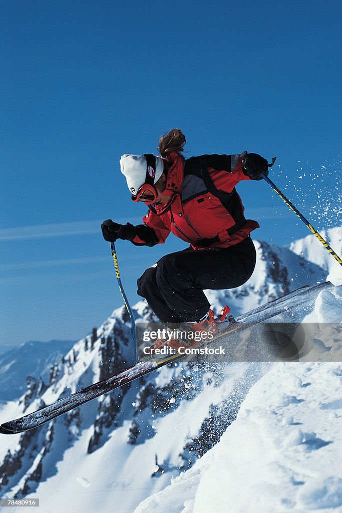 Woman alpine skiing , Utah