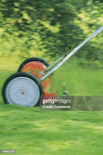 grass cutting - handgrasmaaier stockfoto's en -beelden