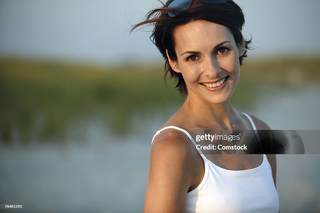 Portrait of woman on beach