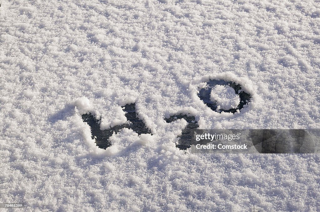 H2O written in snow