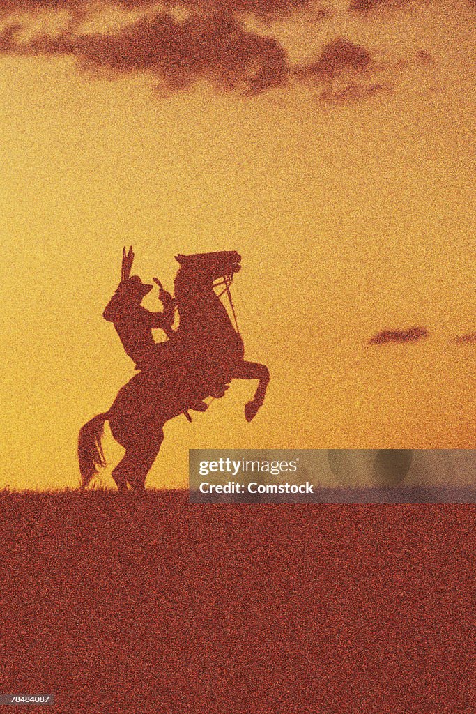 Silhouette of cowboy on horse