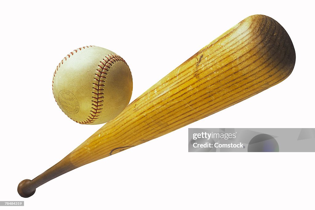 Baseball bat and ball