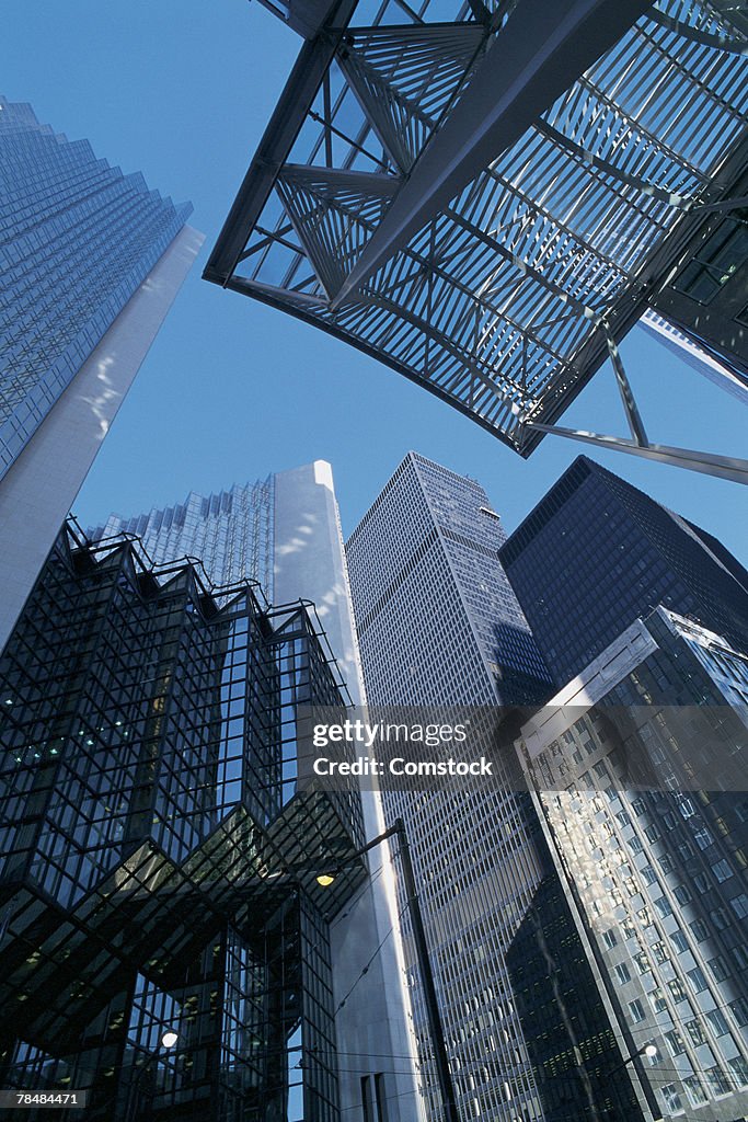 Low angle view of skyscrapers in Toronto , Ontario