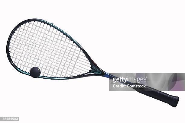 squash racket and ball - squash racquet fotografías e imágenes de stock