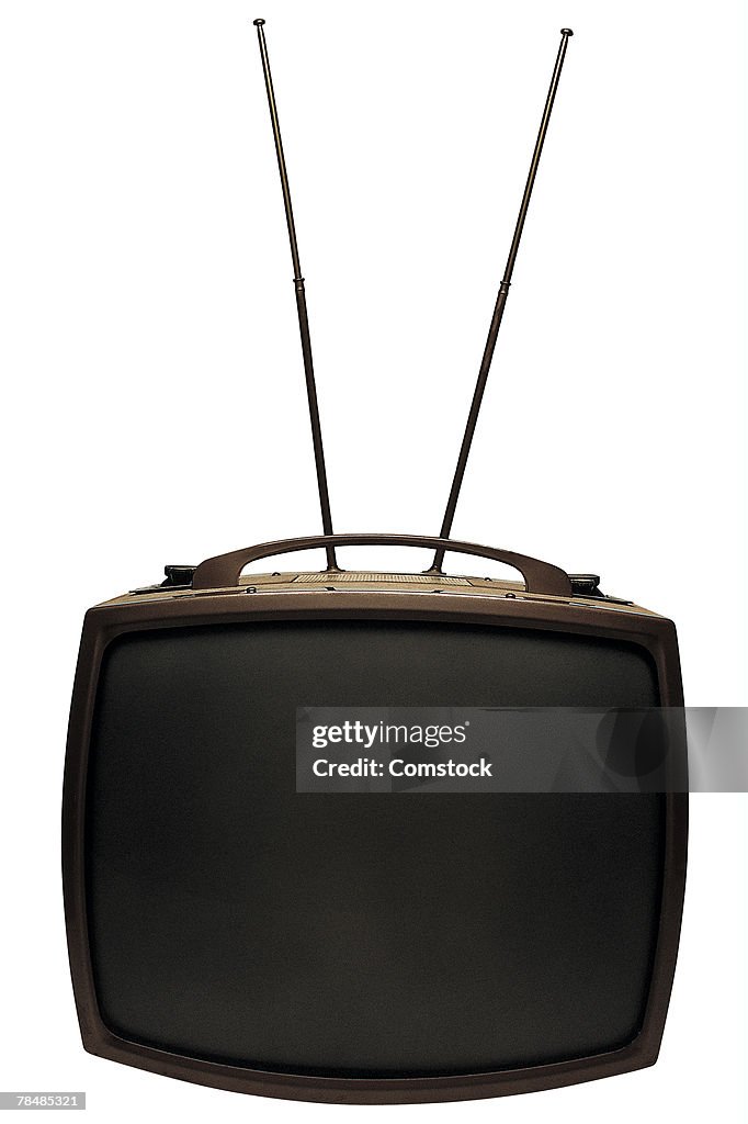 Old-fashioned television with antenna