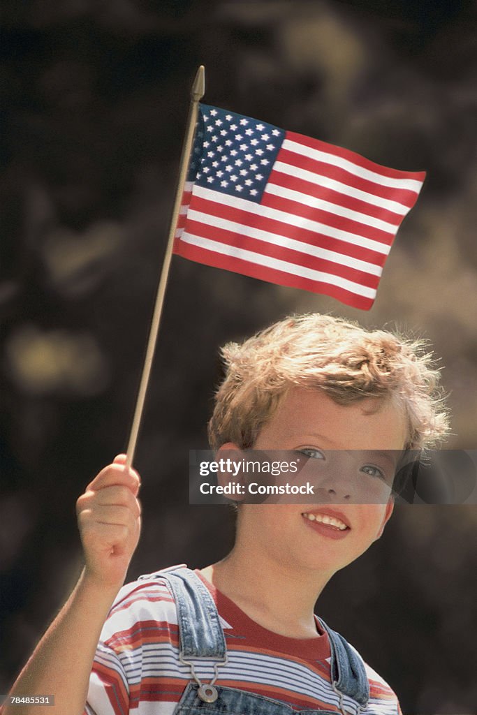 Boy with American flag