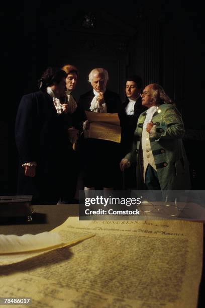 reenactment of the signing of the declaration of independence , independence hall , philadelphia , pa , usa - declaration of independence stock pictures, royalty-free photos & images