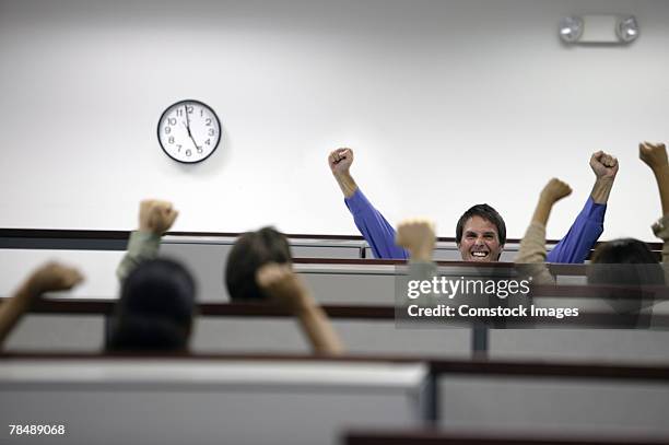 Workman Cheering 31 Businessman Cheering In Cubicle Stock Photos, High-Res Pictures, and ...
